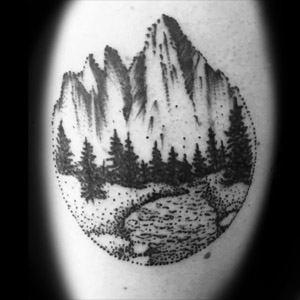 Dot shaded landscape tatoo
